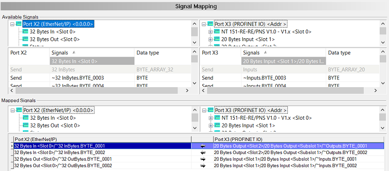 Hilscher Realtime gateway netTAP NT151 - mapping