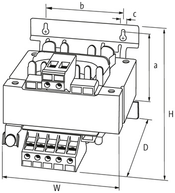 Biến áp cách ly 1 pha 86142 - kích thước