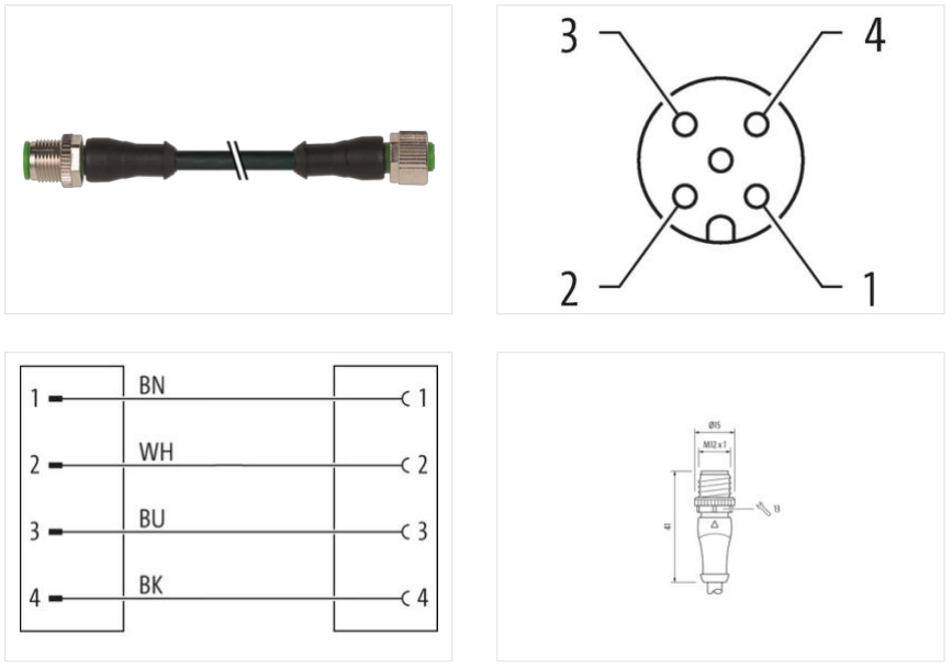 Đầu nối M12 male 0° _ M12 female 0° A-cod 7000-40021-6340030 - detail 1