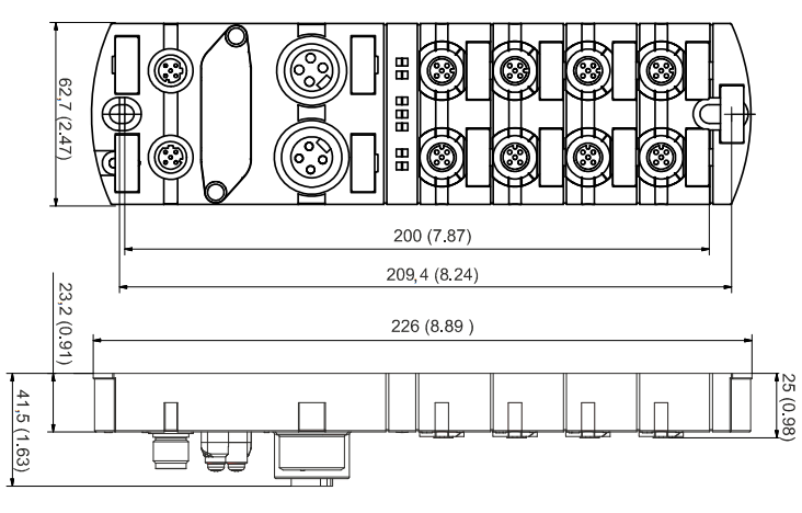 IMPACT67 EthernetIP IO module Murrelektronik 55143 - dimension