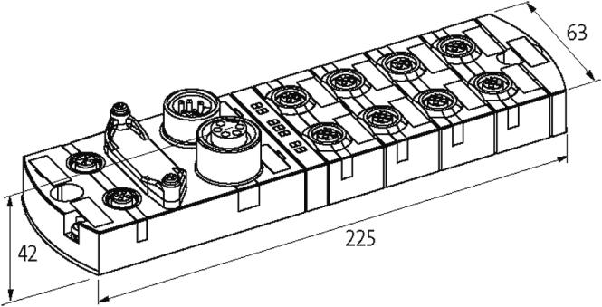 Safe IOs - Profinet DI8/4 F DO4 7/8" 55557 - dimension