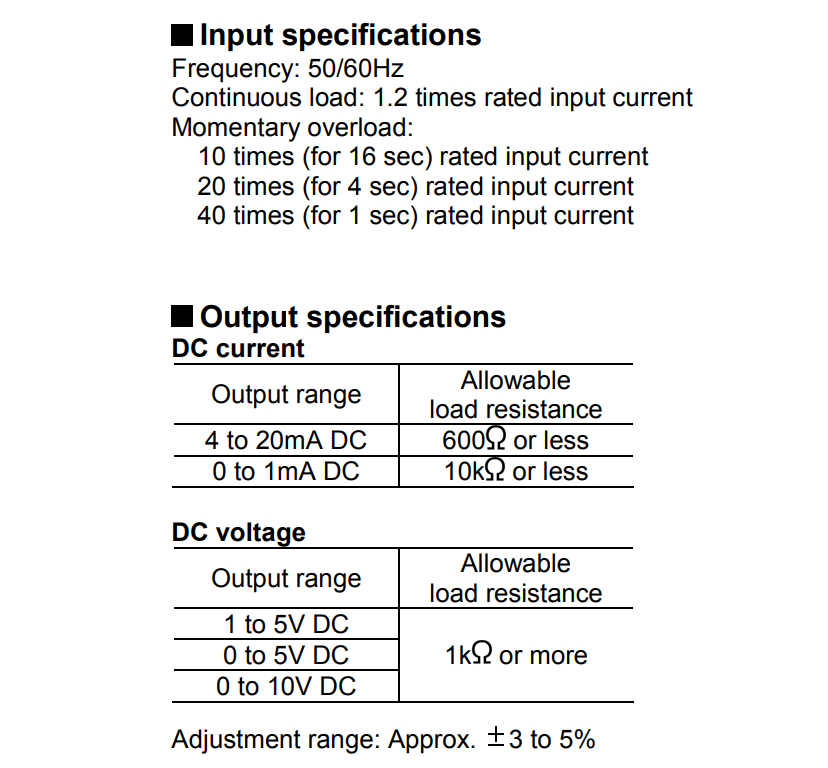 Biến dòng 0-5A AC to 4-20mA DC Shinko SCCT-0101-1 - thông số