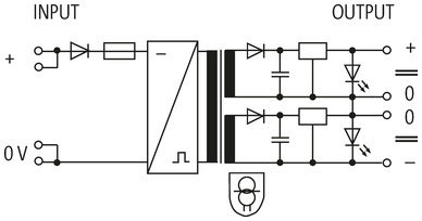 Bộ chuyển đổi nguồn 24VDC to 2x15 VDC Murrelektronik 85659 - sơ đồ mạch