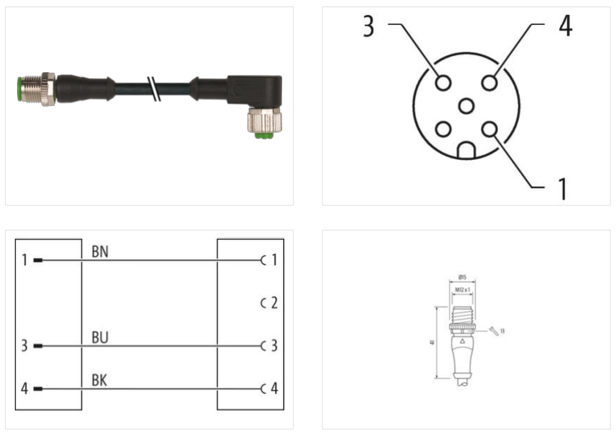 Đầu nối Murrelektronik M12 male 0° _ M12 female 90° A-cod 7000-40101-6331000 - detail 1