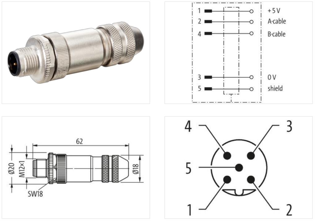 Đầu nối Murrelektronik M12 male 0° B-cod 7000-14001-0000000 - chi tiết