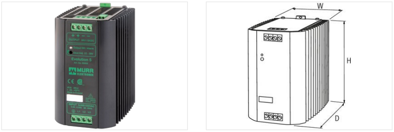 Bộ nguồn 3 pha sang 24 VDC 20A 85640 - dimension