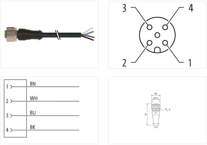 Đầu nối cái M12 4 chân 7000-12221-6340500 - hình ảnh chi tiết