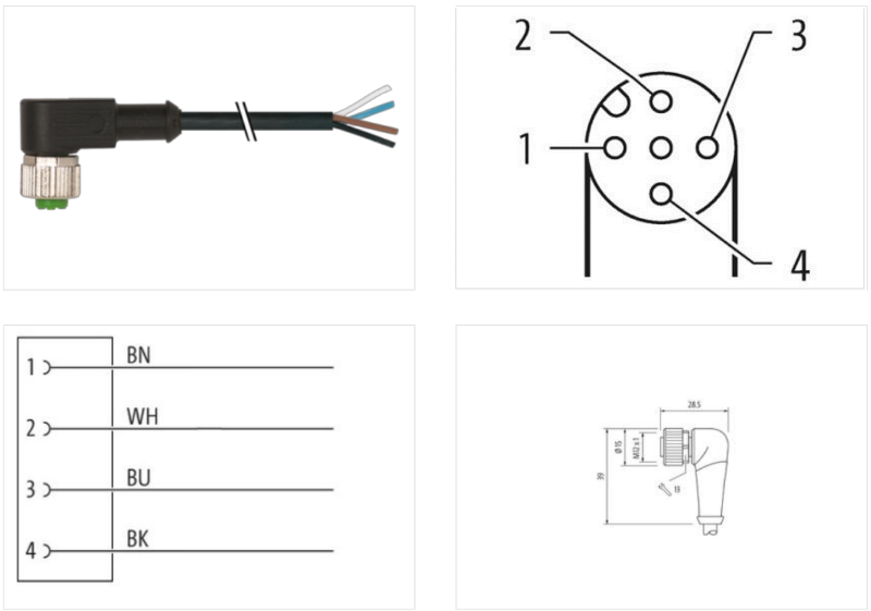 Đầu nối cái M12 90° 4 pin 7000-12341-6140400 - chi tiết