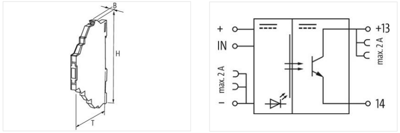 Relay bán dẫn 6652511 - sơ đồ mạch, kích thước