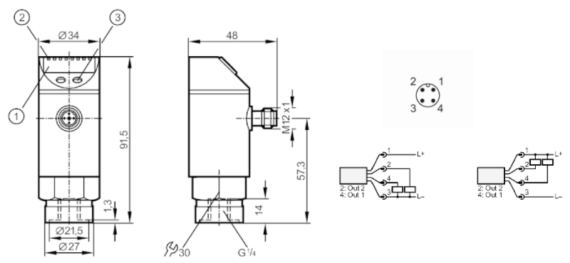 Cảm biến áp suất 0…10 bar Ifm PY9934 - detail