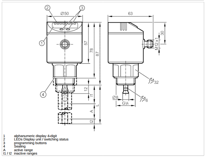 Cảm biến báo mức IFM LR3000 - dimension