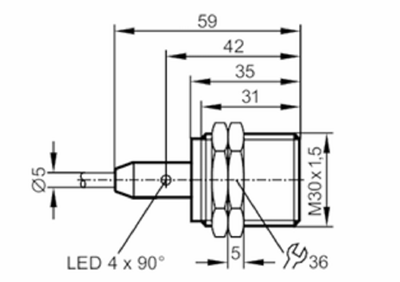 Cảm biến tiệm cận IFM IIT206 - kích thước