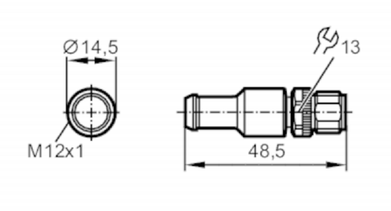 Điện trở đầu cuối Profibus(Terminating resistor for PROFIBUS) (IFM E12315) - kích thước