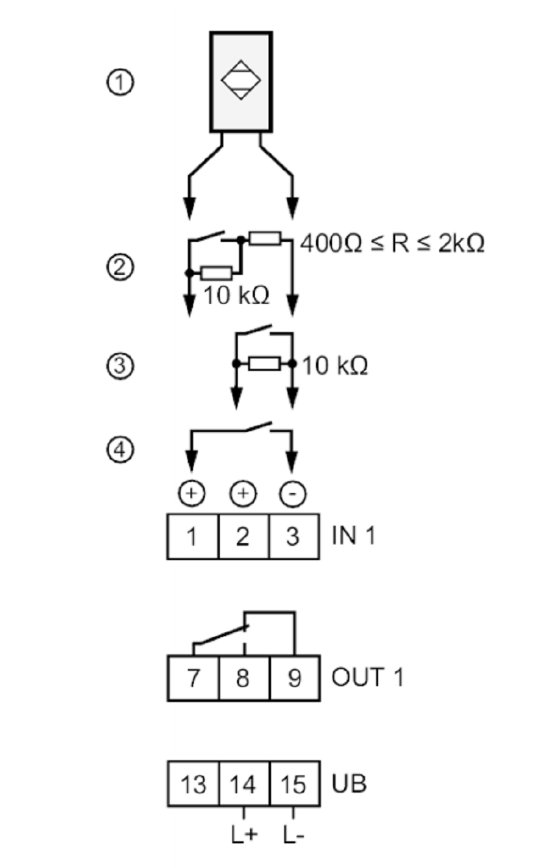 Switching amplifiers for Namur sensors - circuit