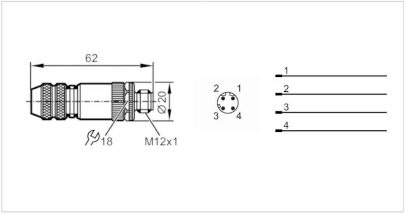 Wirable connector Đầu nối đấu dây IFM E12289 - detail