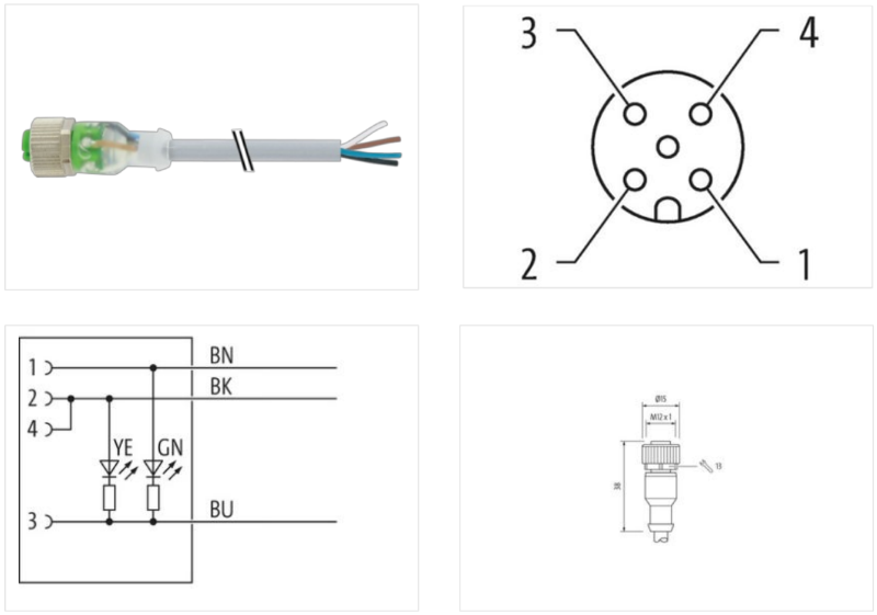 Đầu nối M12 female 0° A-cod 7000-12281-2230300 - hình ảnh chi tiết