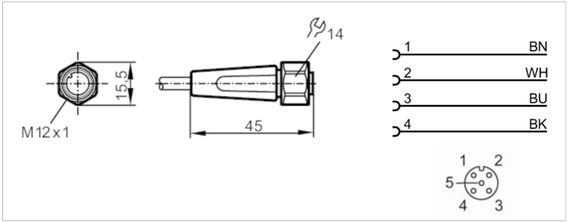 Đầu nối có dây EVT001 - chi tiết