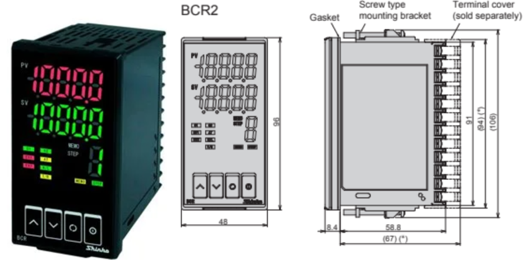 Bộ điều khiển nhiệt độ shinko BCR2-R00-00 - kích thước