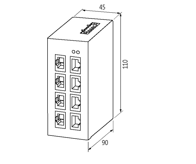 Murrelektronik-TREE-8TX-METAL-UNMANAGED-SWITCH-8-PORTS-58152 - DIMENSION