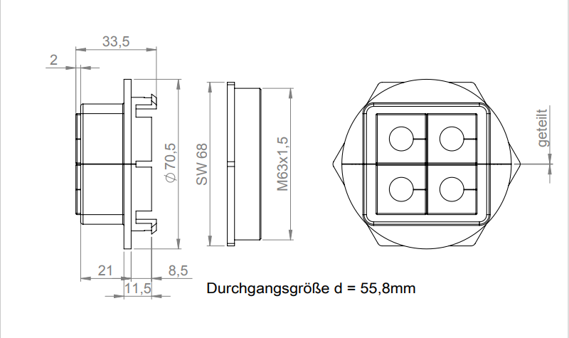 Icotek KVT-SNAP Split cable gland 45152 - chi tiết