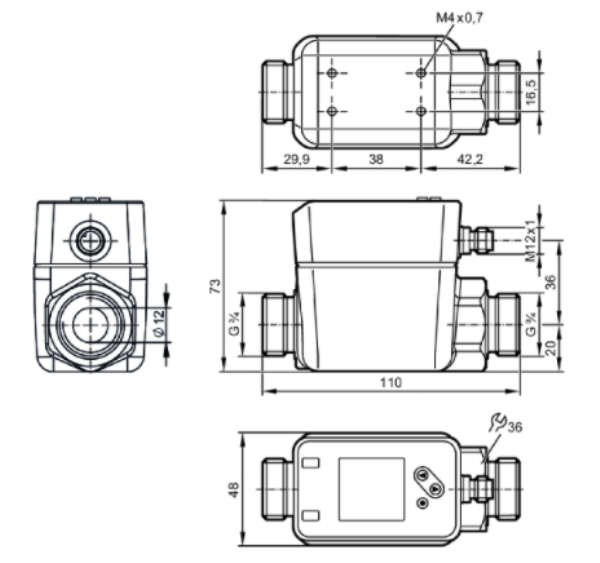 Cảm biến lưu lượng IFM SM7120 - kích thước