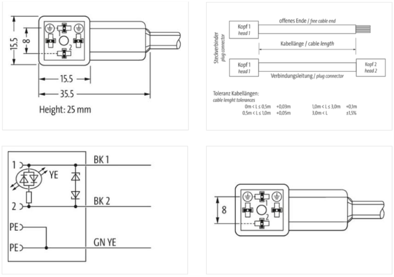 Đầu nối van Murrelektronik MSUD valve plug C-8mm with cable 7000-80021-2260500 - detail