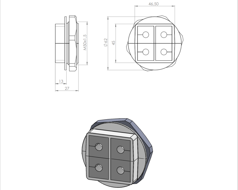 Icotek QVT 50/4 45722 - kích thước