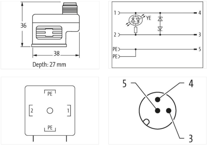 Murrelektronik Adaptor M12 male on top / MSUD valve plug A-18mm 7000-41301-0000000 - chi tiết