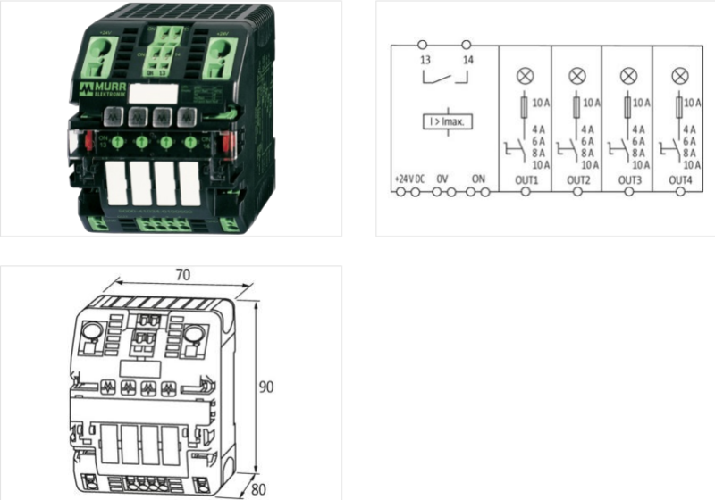 Bộ bảo vệ nguồn DC 24V của Murrelektronik, 4 kênh 9000-41034-0401005 - detail