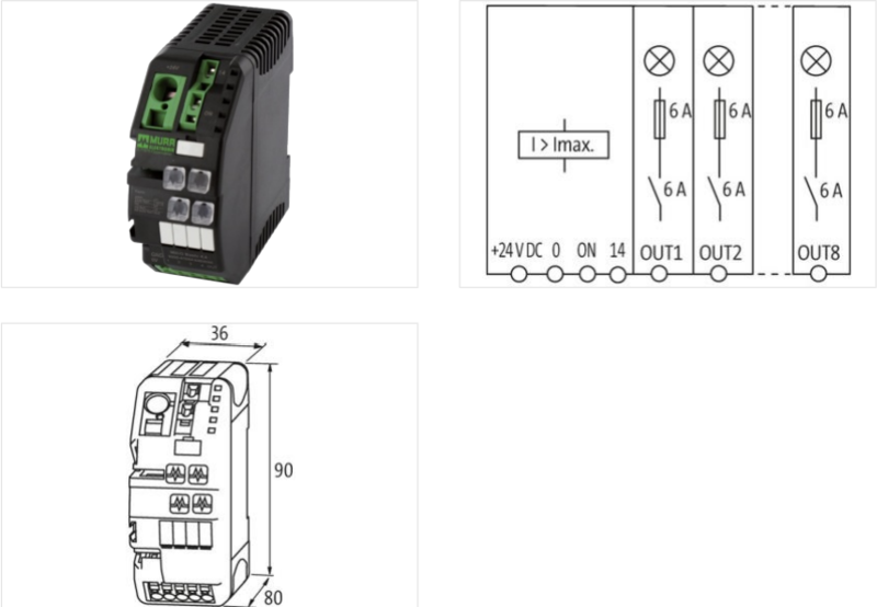 Bộ bảo vệ nguồn DC 24V của Murrelektronik, 4 kênh 9000-41064-0600000 - detail