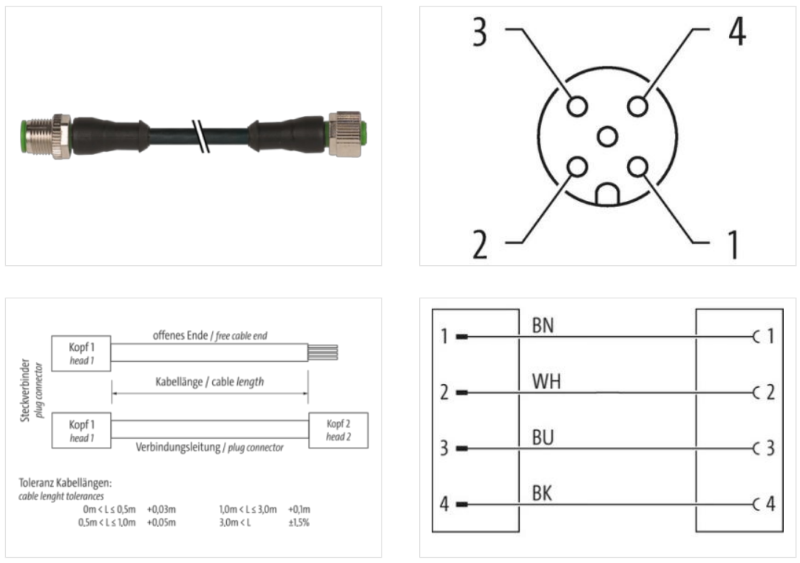 Đầu nối M12 cái, thẳng, A-code, sẵn cáp 10m của Murrelektronik 7000-40021-6141000 - detail