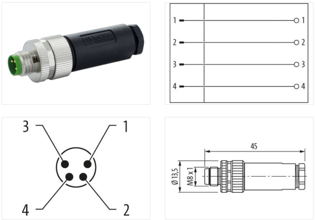 Đầu nối Murrelektronik M8 male 7000-08611-0000000 - body