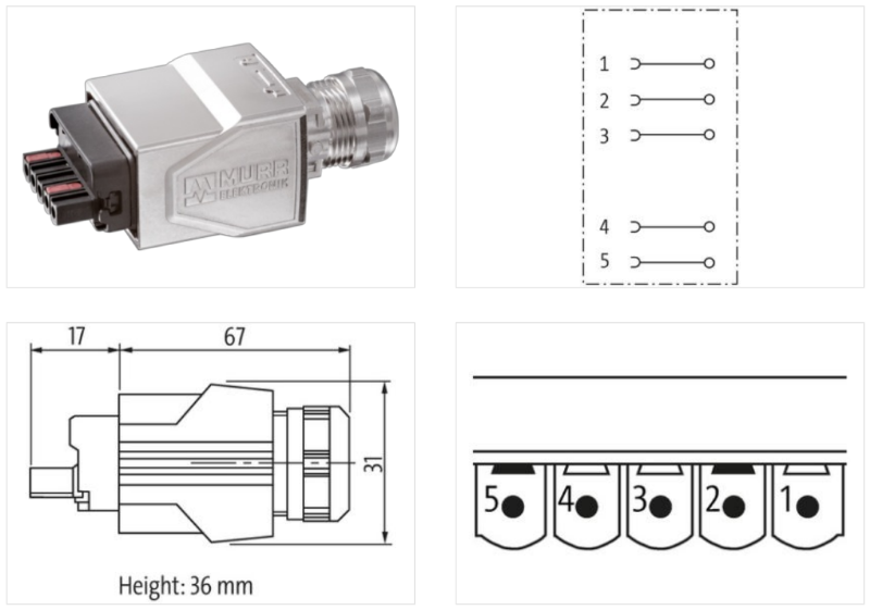 Đầu nối nguồn Murrelektronik kiểu push-pull 7000-99601-0000000 - chi tiết