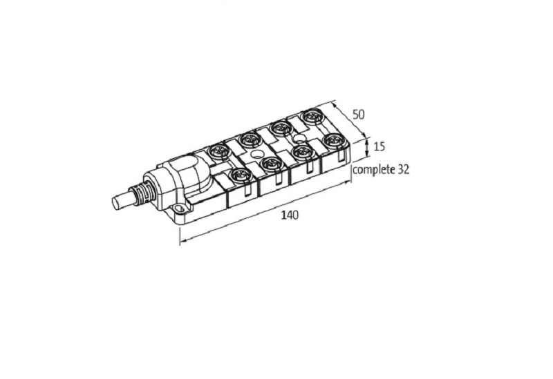 Murrelektronik Exact12, 8xM12, 5-pole, moulded cable 8099-88510-4521000 - DINMENSION