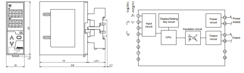 Bộ chuyển đổi tín hiệu dòng/ áp DC của Shinko SE1V-1-1- detail