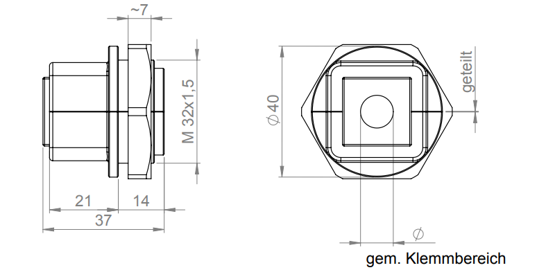 Đầu vào cáp kiểu tròn dành cho cáp có đầu nối 45036 - detail