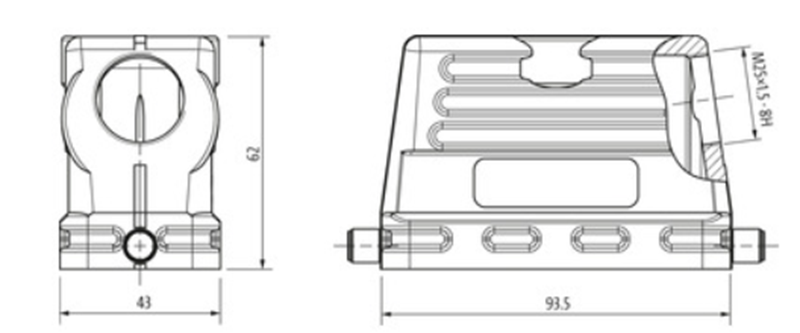 Murrelektronik đầu nối heavy duty B16, phần vỏ, IP65 70MH-GTFNL-A02C000 - kích thước