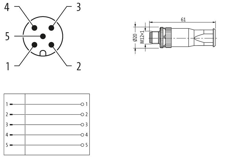 Đầu nối M12 đực, thẳng, A-cod, Murrelektronik 7000-12731-0000000 - DETAIL