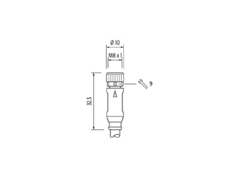 Đầu nối M8 female có cáp 5m Murrelektronik 7000-08041-2300500 - DIMENSION
