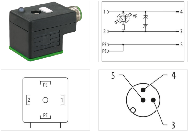 Adapter M12 male - đầu nối van điện từ form A MSUD Murrelektronik 7000-41421-0000000 - body1