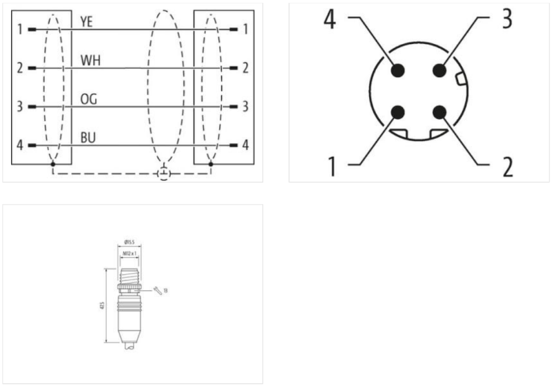Cáp 0.3m bọc chống nhiễu có đầu nối M12 male-M12-male D-code 7000-44511-7940030 - body