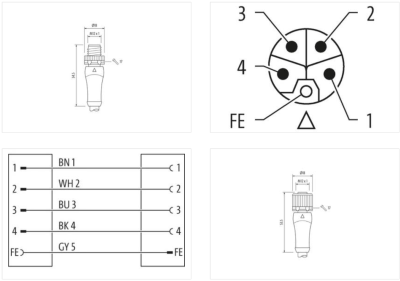 Cáp 0.3m có đầu nối nguồn M12 male-M12 female 5 chân L-code của Murrelektronik 7000-P4241-P040030 - body1