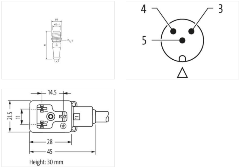 Cáp 2.5m có đầu nối M12 male A-code & van form BI của Murrelektronik MSUD 7000-40961-6360250 - body2