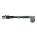 Cáp đen 0.3m có đầu nối M12 male 0°-M12 female 90° A-code có LED - HEADER