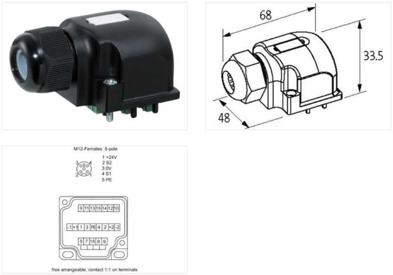 Đầu nối hộp phân phối 4-,6-,8 cổng d-box M12 5-pole 4127785 - body