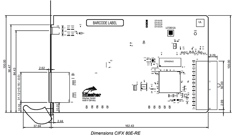 PC Card kiểu Compact PCI CIFX 80-RE 1280.100 - kích thước