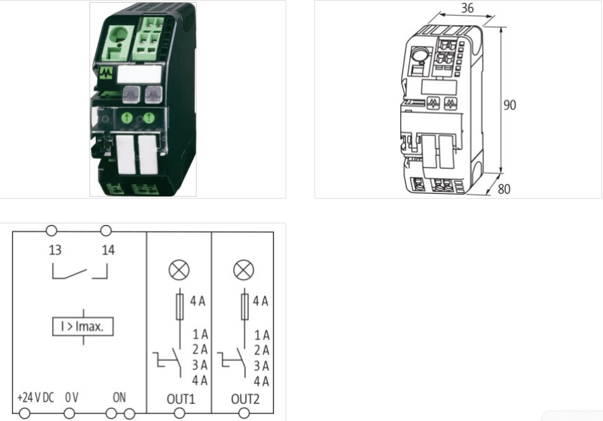 Bộ bảo vệ nguồn 24 VDC 2 kênh 4A của Murrelektronik Mico 9000-41042-0100400 - detail