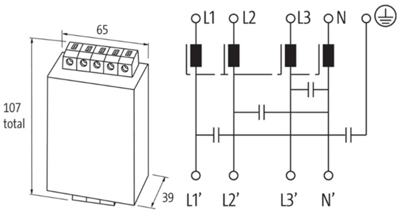 Bộ lọc nhiễu điện từ EMC 3 pha 4 dây 20A MEF 10513 - detail