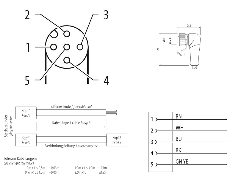 Đầu nối M12 female 90° A-code có cáp 10m của Murrelektronik 7000-12361-6351000 - DETAIL