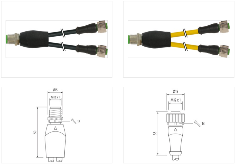 Đầu nối chữ Y M12 male - 2 x M12 female 0° A-code 7000-40701-6130060 - body1